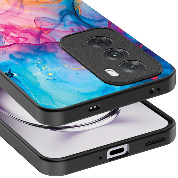 Oppo Reno 12 Pro telefoonhoesje met regenboog acryl marmer opdruk (4)