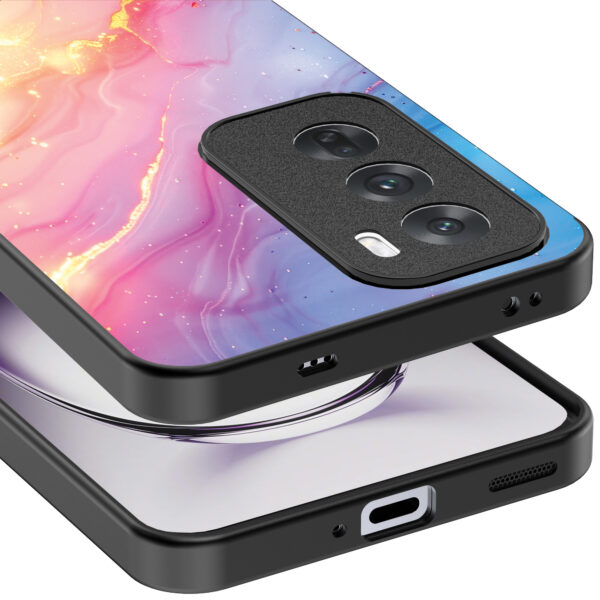 Oppo Reno 12 Pro telefoonhoesje met regenboog glitter marmer opdruk (4)