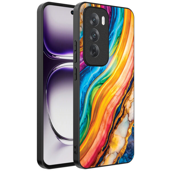 Oppo Reno 12 Pro telefoonhoesje met regenboog goud marmer opdruk (1)
