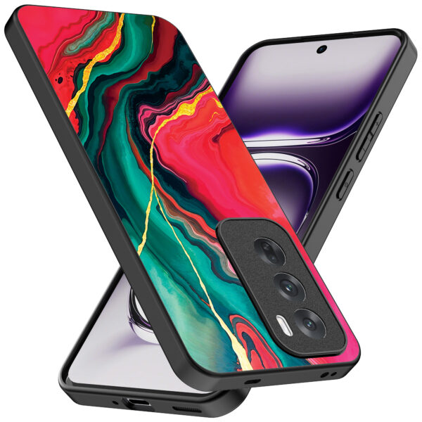 Oppo Reno 12 Pro telefoonhoesje met rood groen marmer opdruk (2)