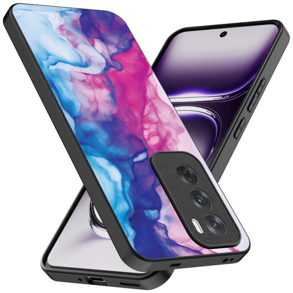 Oppo Reno 12 Pro telefoonhoesje met roze blauw marmer opdruk (2)