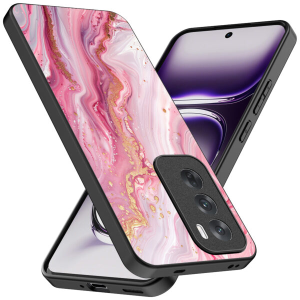 Oppo Reno 12 Pro telefoonhoesje met roze marmer opdruk (2)