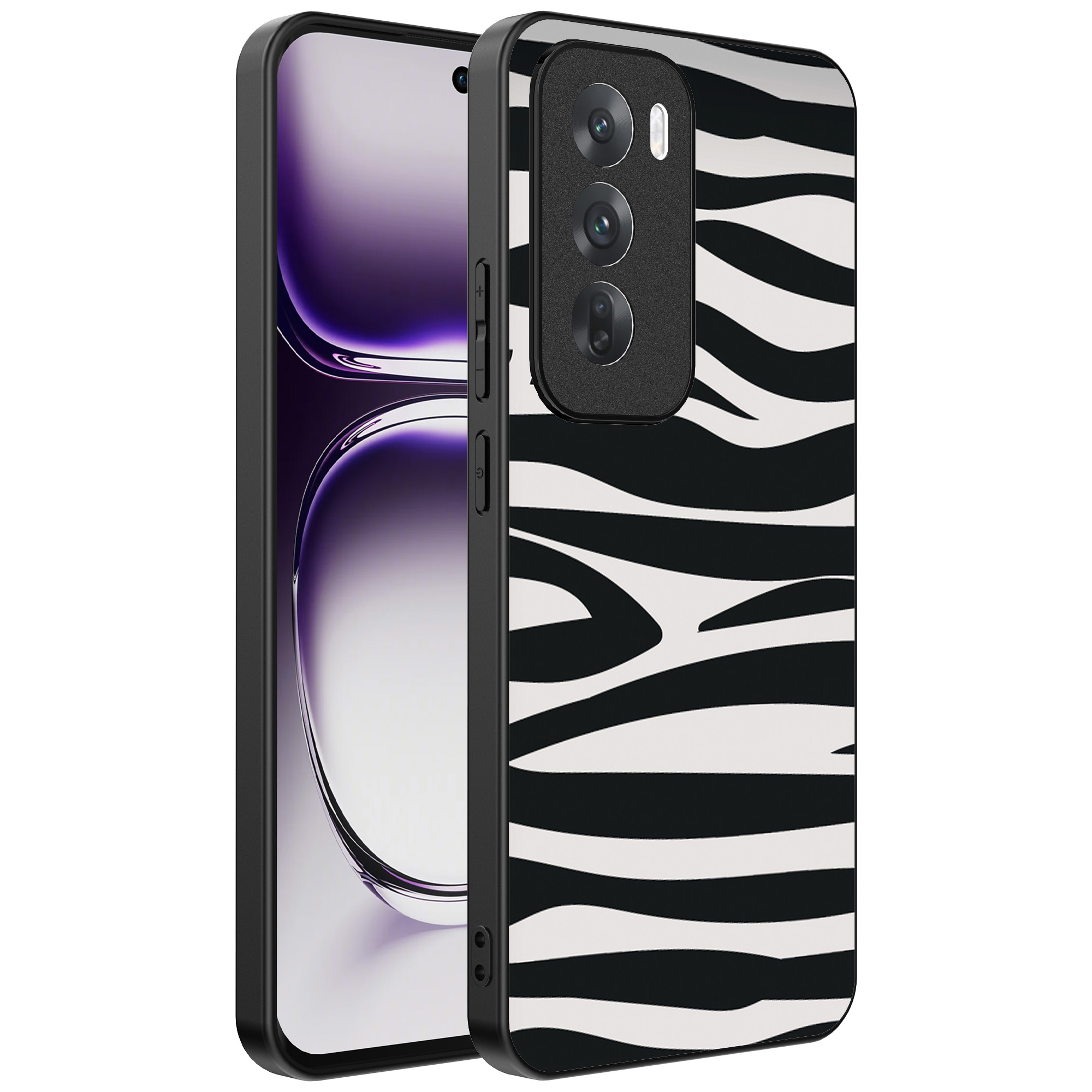 Oppo Reno 12 Pro telefoonhoesje met zebra opdruk (1)