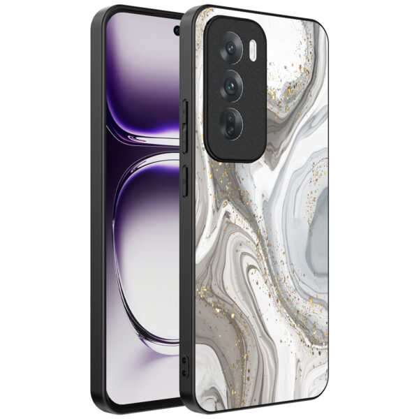 Oppo Reno 12 Pro telefoonhoesje met zilver marmer opdruk (1)