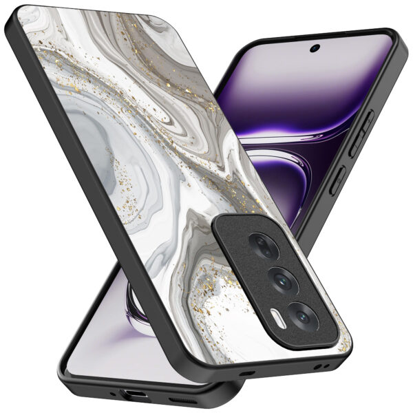 Oppo Reno 12 Pro telefoonhoesje met zilver marmer opdruk (2)