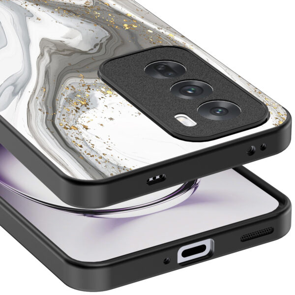 Oppo Reno 12 Pro telefoonhoesje met zilver marmer opdruk (4)