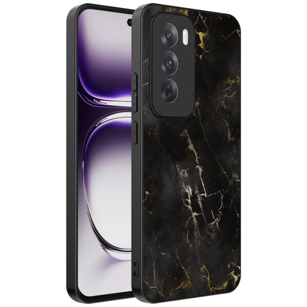Oppo Reno 12 Pro telefoonhoesje met zwart marmer opdruk (1)