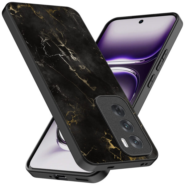 Oppo Reno 12 Pro telefoonhoesje met zwart marmer opdruk (2)