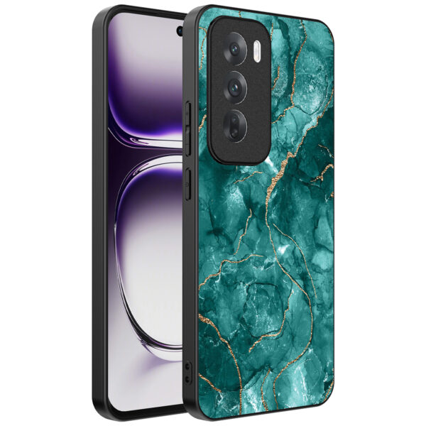Oppo Reno 12 telefoonhoesje met groen marmer opdruk (1)