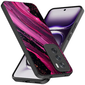 Oppo Reno 12 telefoonhoesje met paars roze marmer opdruk (2)