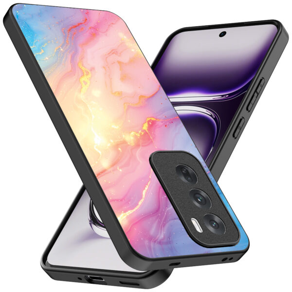 Oppo Reno 12 telefoonhoesje met regenboog glitter marmer opdruk (2)