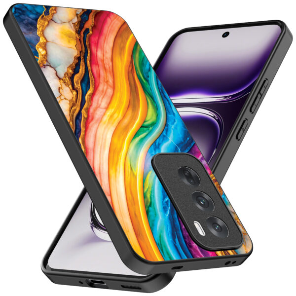 Oppo Reno 12 telefoonhoesje met regenboog goud marmer opdruk (2)