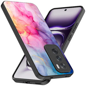 Oppo Reno 12 telefoonhoesje met regenboog marmer opdruk (2)