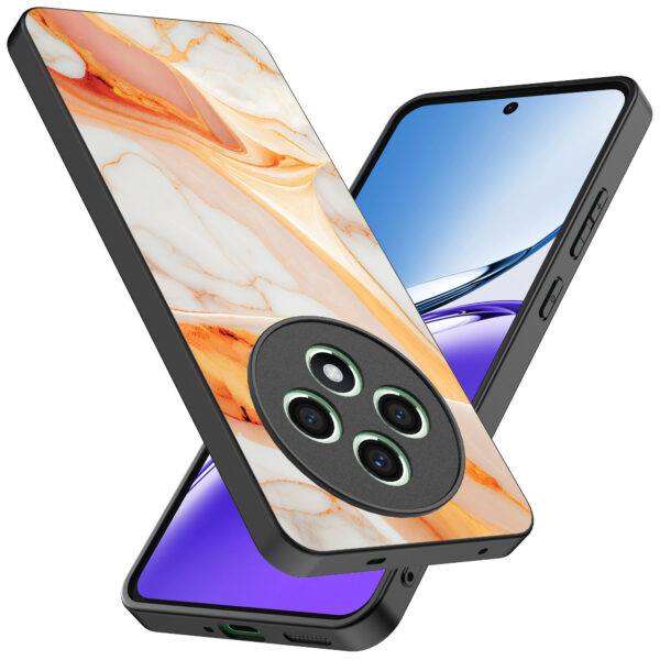 Oppo Reno 12F telefoonhoesje met oranje marmer opdruk (2)