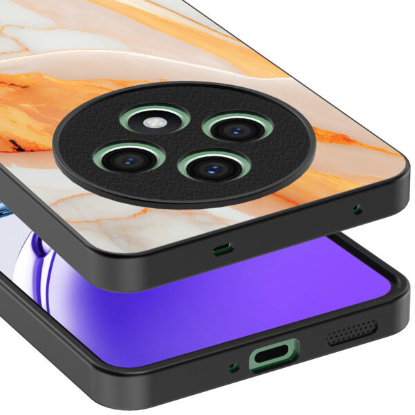 Oppo Reno 12F telefoonhoesje met oranje marmer opdruk (4)