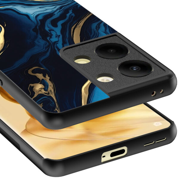 Oppo Reno 9 Pro Plus telefoonhoesje met blauw goud marmer opdruk (4)