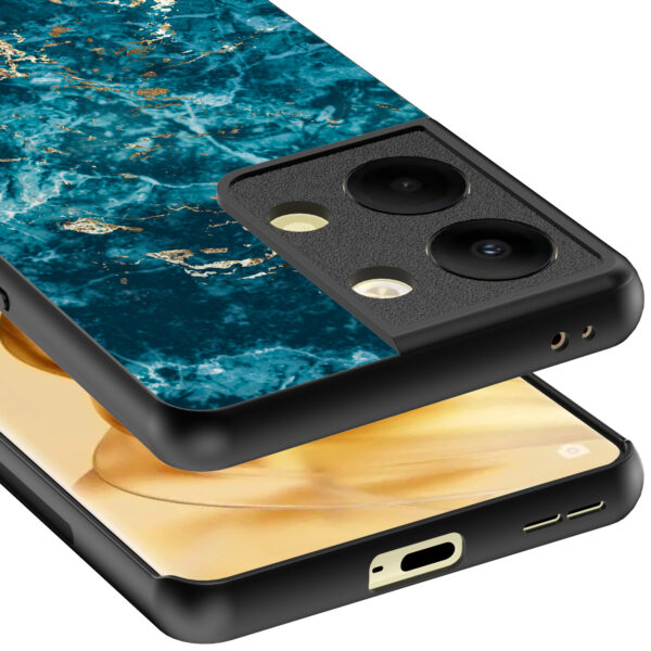 Oppo Reno 9 Pro Plus telefoonhoesje met blauw marmer opdruk (4)