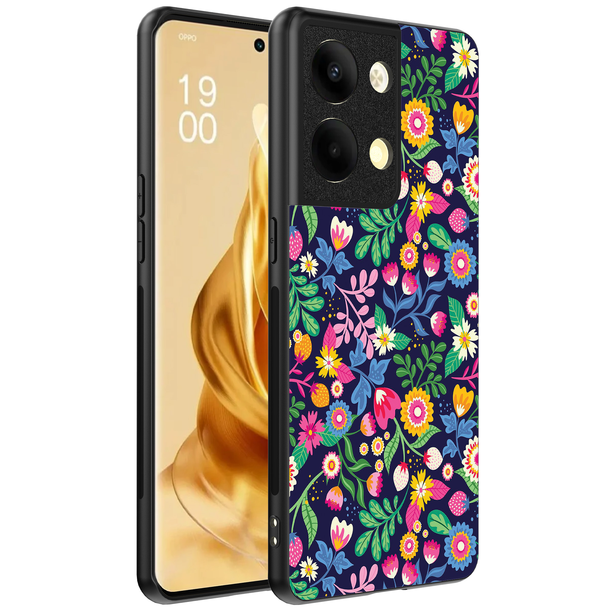 Oppo Reno 9 Pro Plus telefoonhoesje met bloemen opdruk (1)