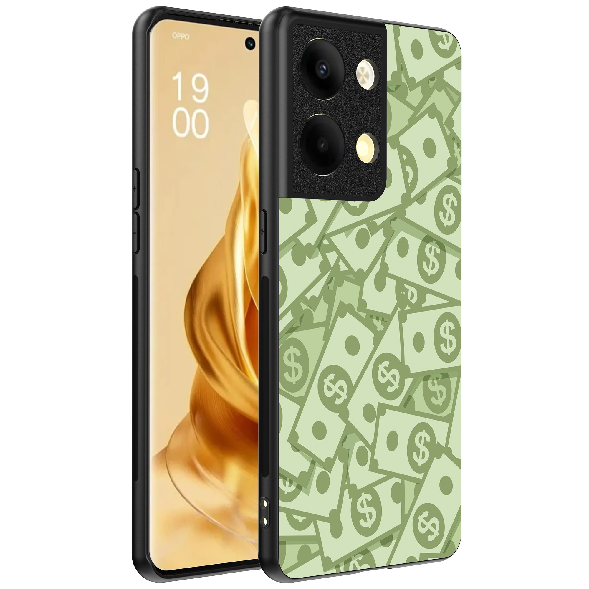 Oppo Reno 9 Pro Plus telefoonhoesje met geld opdruk (1)