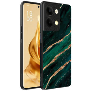 Oppo Reno 9 Pro Plus telefoonhoesje met groen goud marmer opdruk (1)