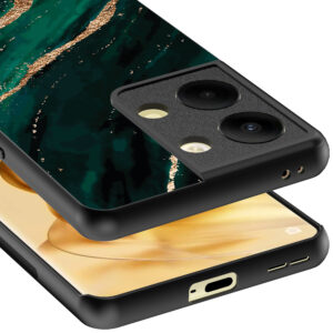 Oppo Reno 9 Pro Plus telefoonhoesje met groen goud marmer opdruk (4)