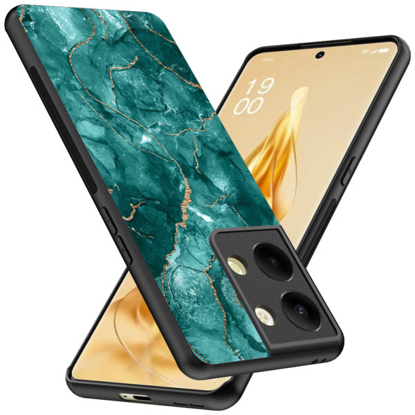 Oppo Reno 9 Pro Plus telefoonhoesje met groen marmer opdruk (2)