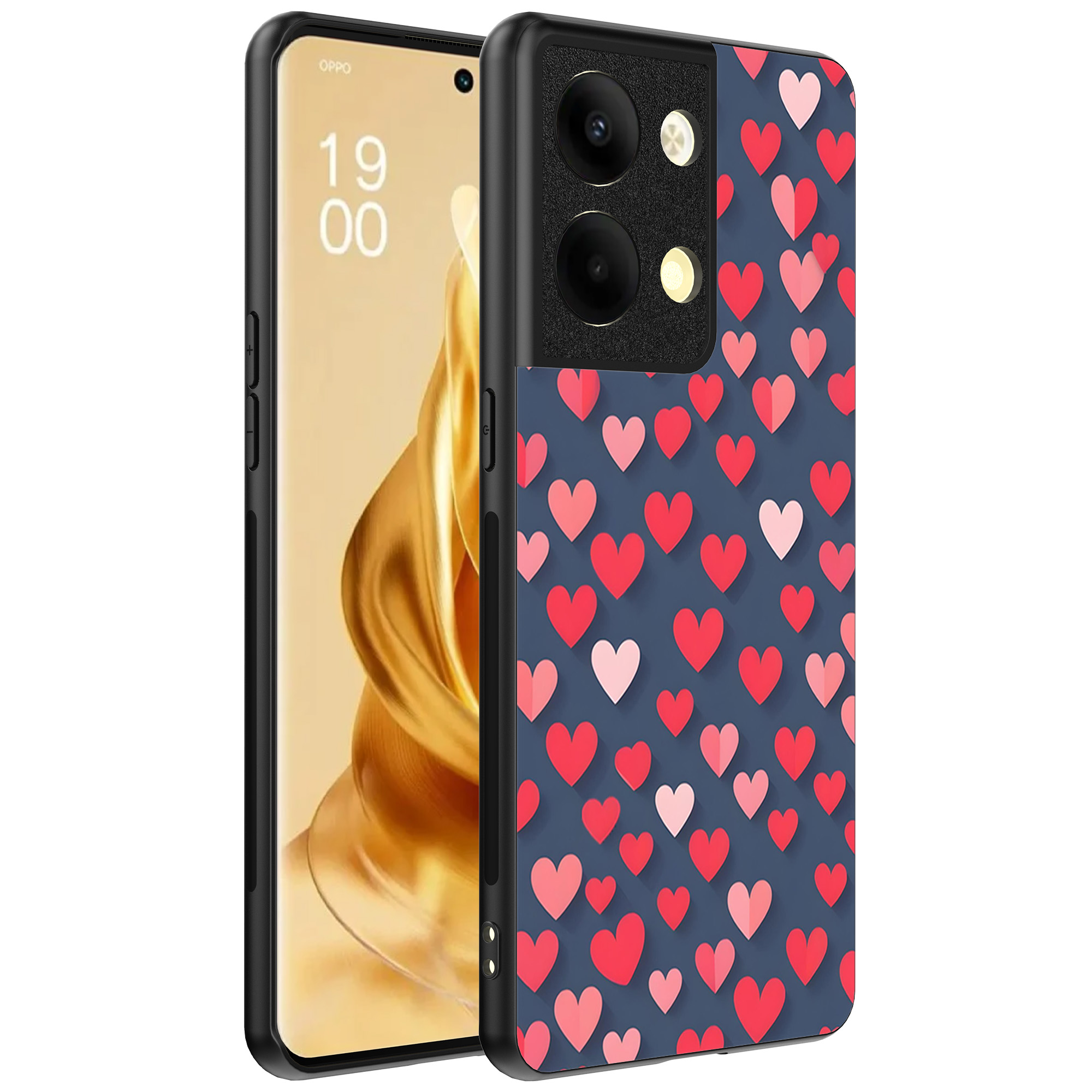 Oppo Reno 9 Pro Plus telefoonhoesje met hartjes opdruk klein(1)