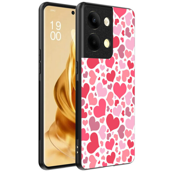 Oppo Reno 9 Pro Plus telefoonhoesje met hartjes opdruk transparant (1)