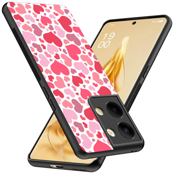 Oppo Reno 9 Pro Plus telefoonhoesje met hartjes opdruk transparant (2)