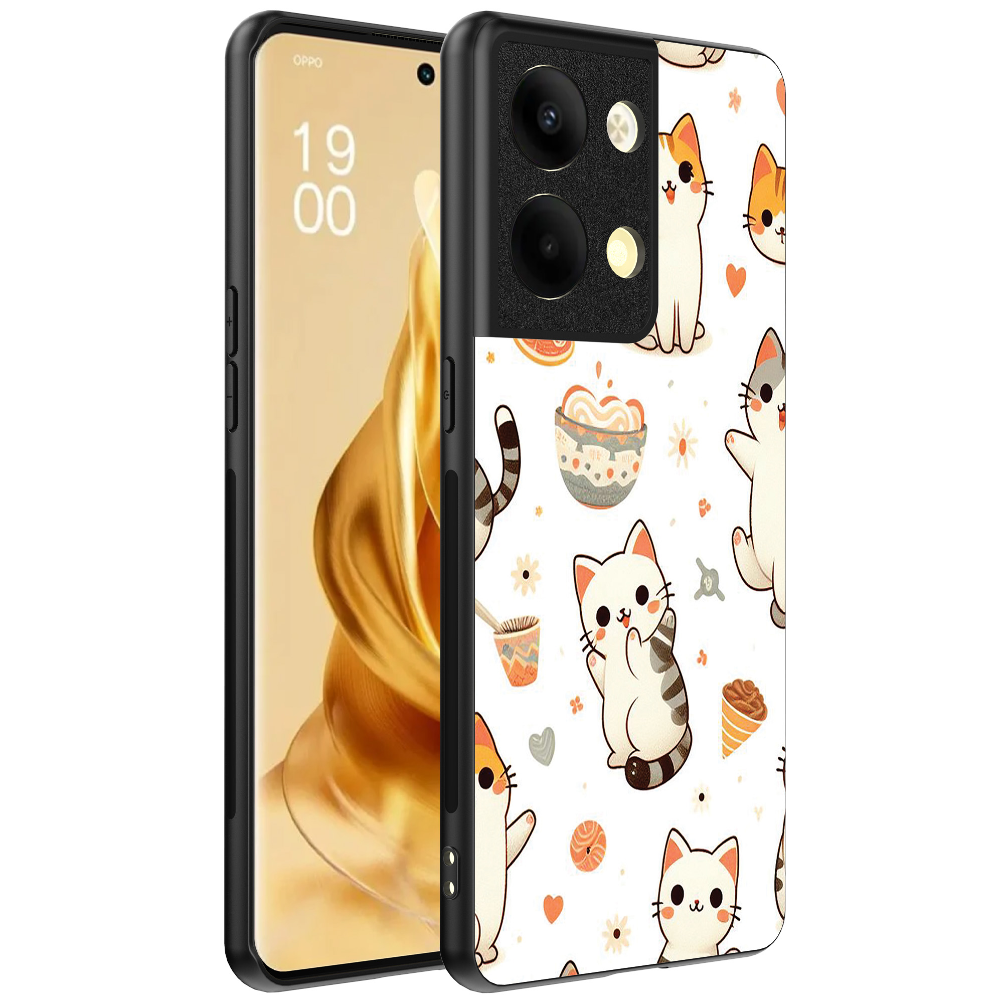 Oppo Reno 9 Pro Plus telefoonhoesje met katten opdruk (1)