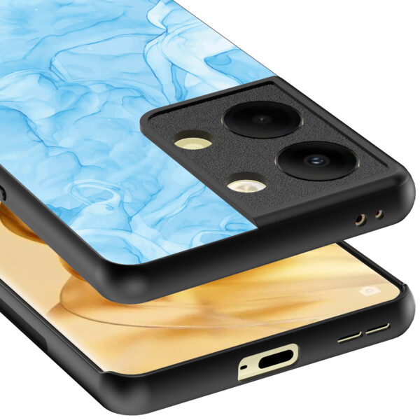 Oppo Reno 9 Pro Plus telefoonhoesje met lichtblauw marmer opdruk (4)