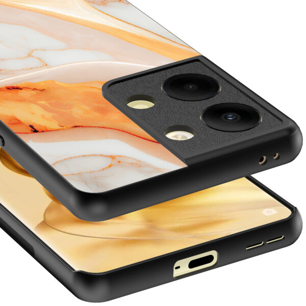 Oppo Reno 9 Pro Plus telefoonhoesje met oranje marmer opdruk (4)