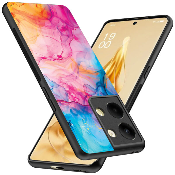 Oppo Reno 9 Pro Plus telefoonhoesje met regenboog acryl marmer opdruk (2)