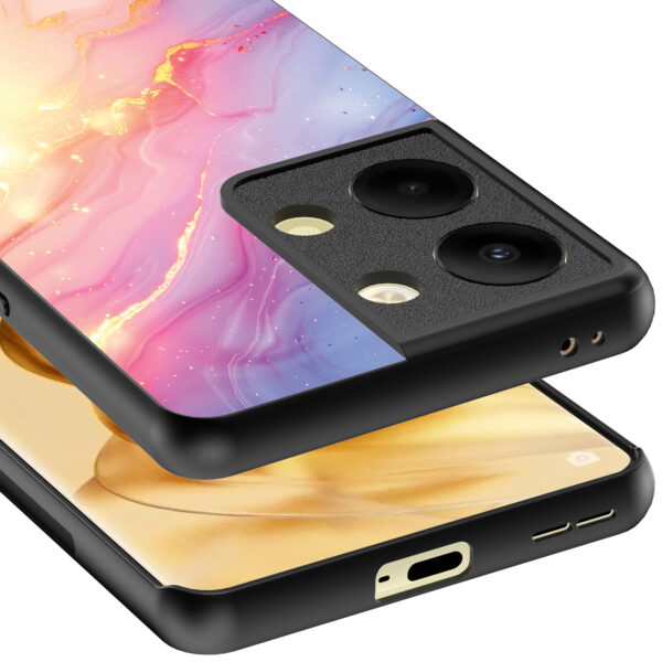 Oppo Reno 9 Pro Plus telefoonhoesje met regenboog glitter marmer opdruk (4)