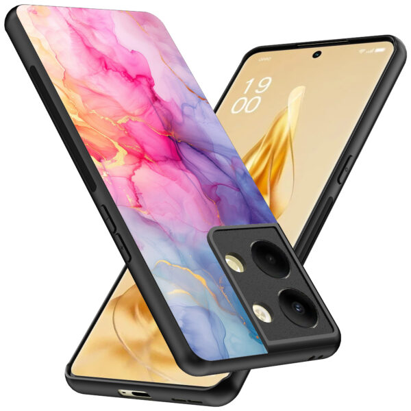 Oppo Reno 9 Pro Plus telefoonhoesje met regenboog marmer opdruk (2)