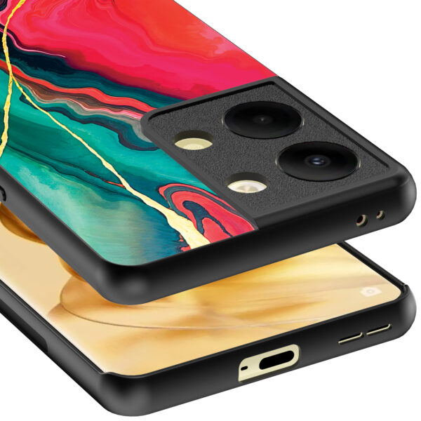Oppo Reno 9 Pro Plus telefoonhoesje met rood groen marmer opdruk (4)