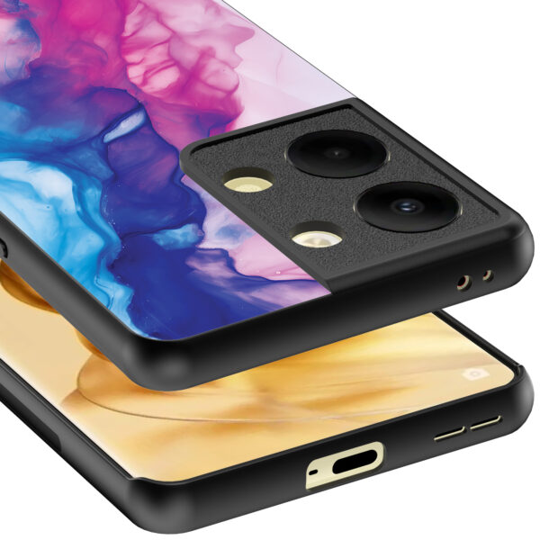 Oppo Reno 9 Pro Plus telefoonhoesje met roze blauw marmer opdruk (4)