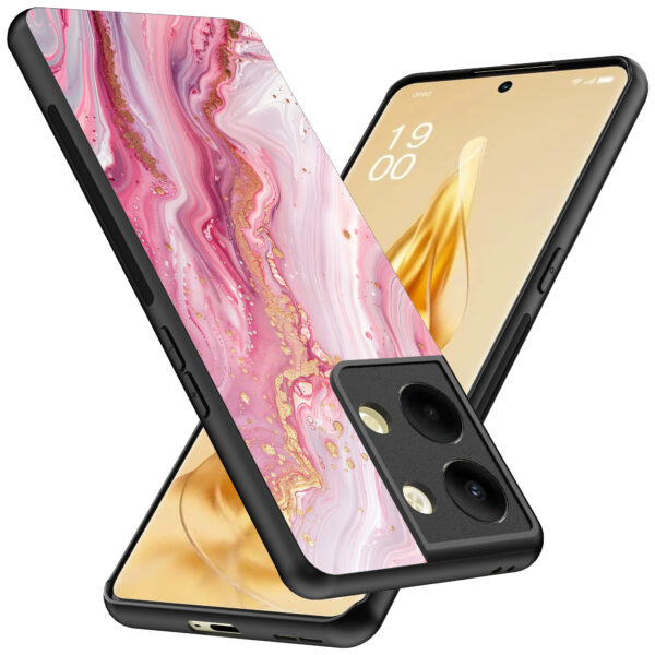 Oppo Reno 9 Pro Plus telefoonhoesje met roze marmer opdruk (2)