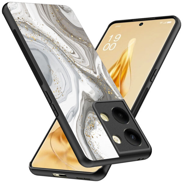 Oppo Reno 9 Pro Plus telefoonhoesje met zilver marmer opdruk (2)