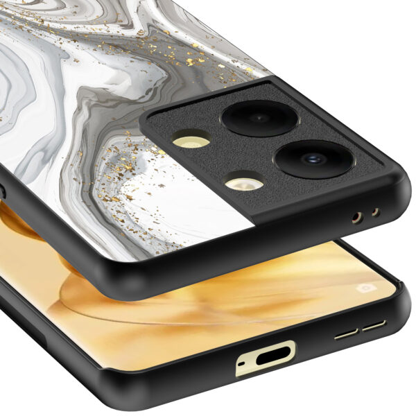 Oppo Reno 9 Pro Plus telefoonhoesje met zilver marmer opdruk (4)