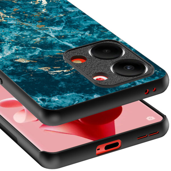 Oppo Reno 9 telefoonhoesje met blauw marmer opdruk (4)
