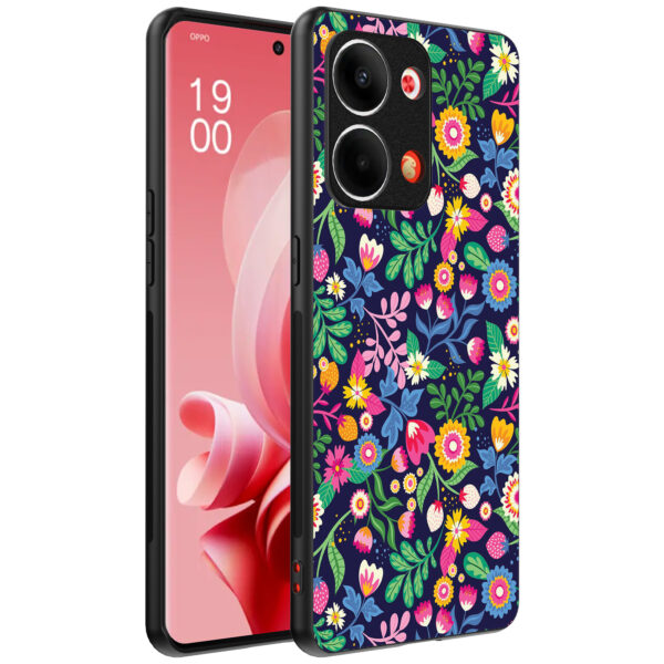 Oppo Reno 9 telefoonhoesje met bloemen opdruk (1)