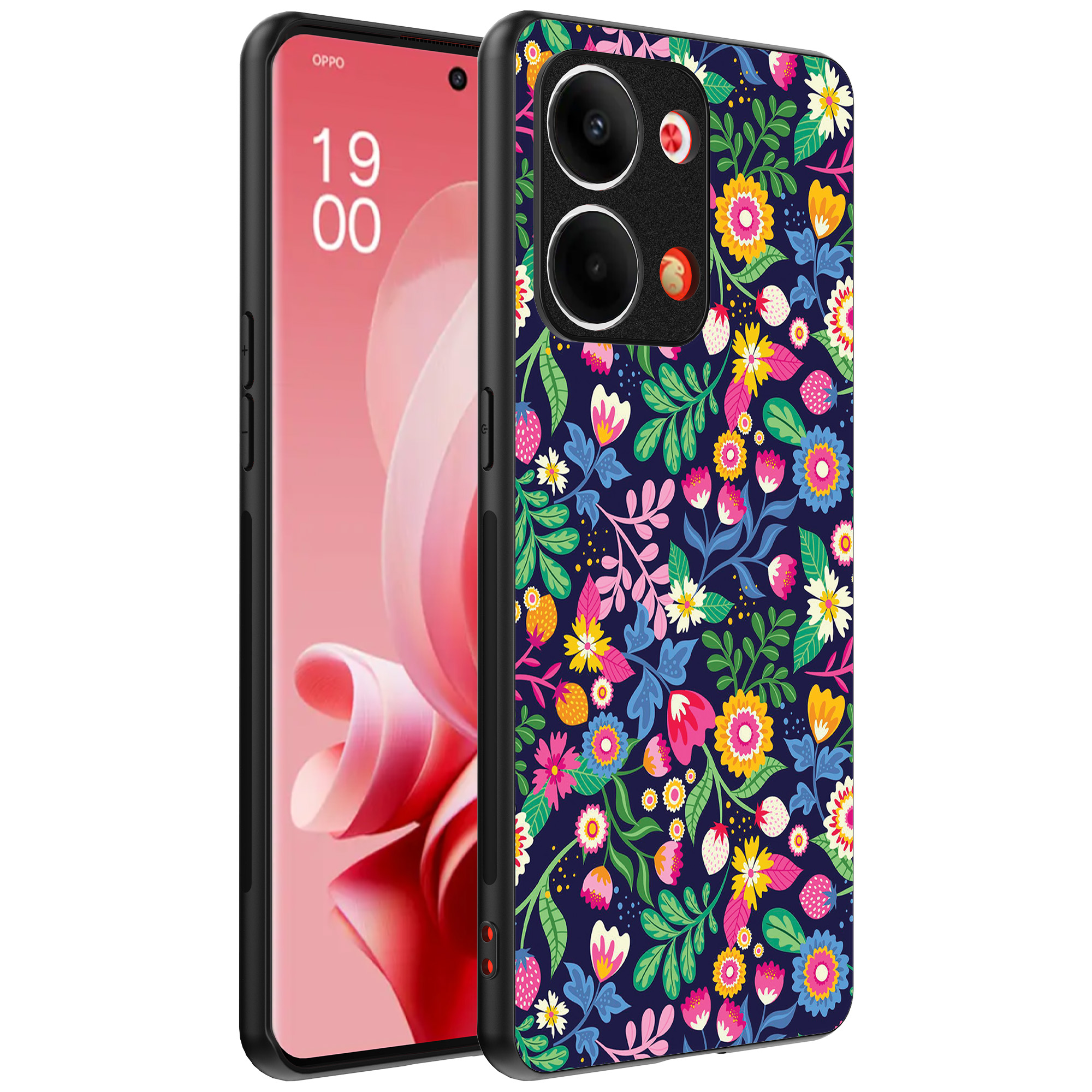Oppo Reno 9 telefoonhoesje met bloemen opdruk (1)