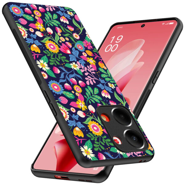 Oppo Reno 9 telefoonhoesje met bloemen opdruk (2)