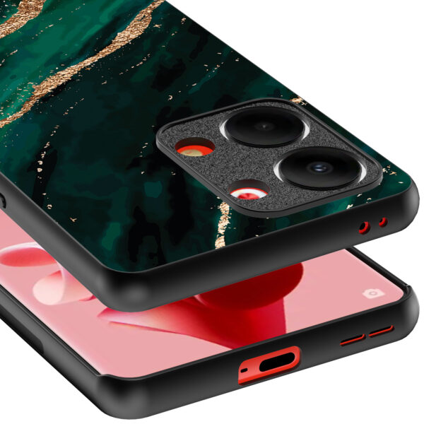 Oppo Reno 9 telefoonhoesje met groen goud marmer opdruk (4)