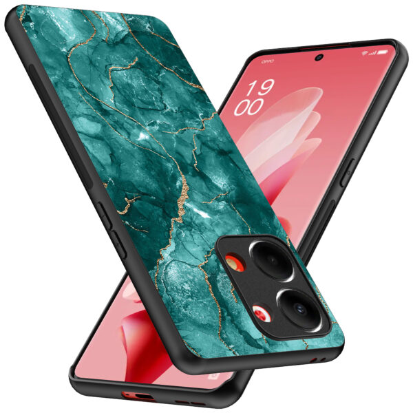 Oppo Reno 9 telefoonhoesje met groen marmer opdruk (2)