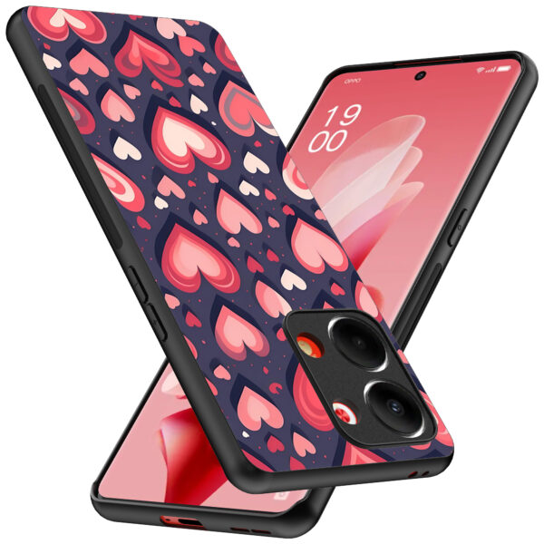 Oppo Reno 9 telefoonhoesje met hartjes opdruk groot (2)