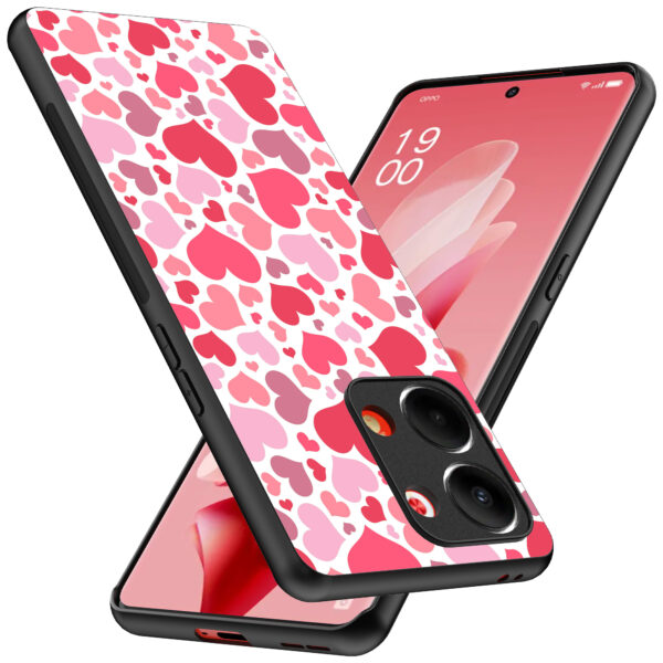 Oppo Reno 9 telefoonhoesje met hartjes opdruk transparant (2)