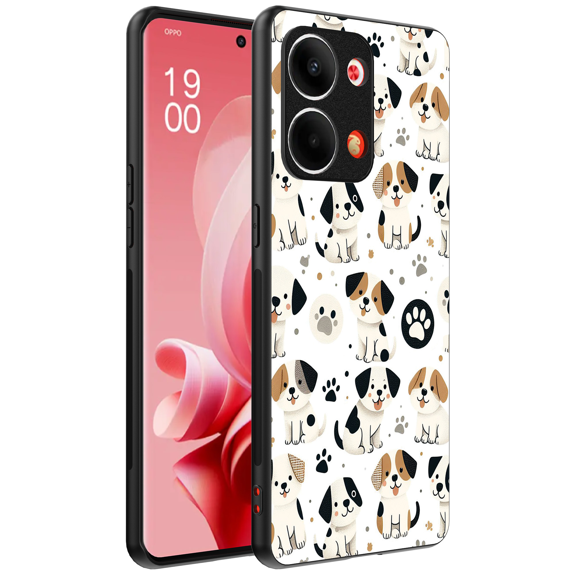 Oppo Reno 9 telefoonhoesje met honden opdruk (1)