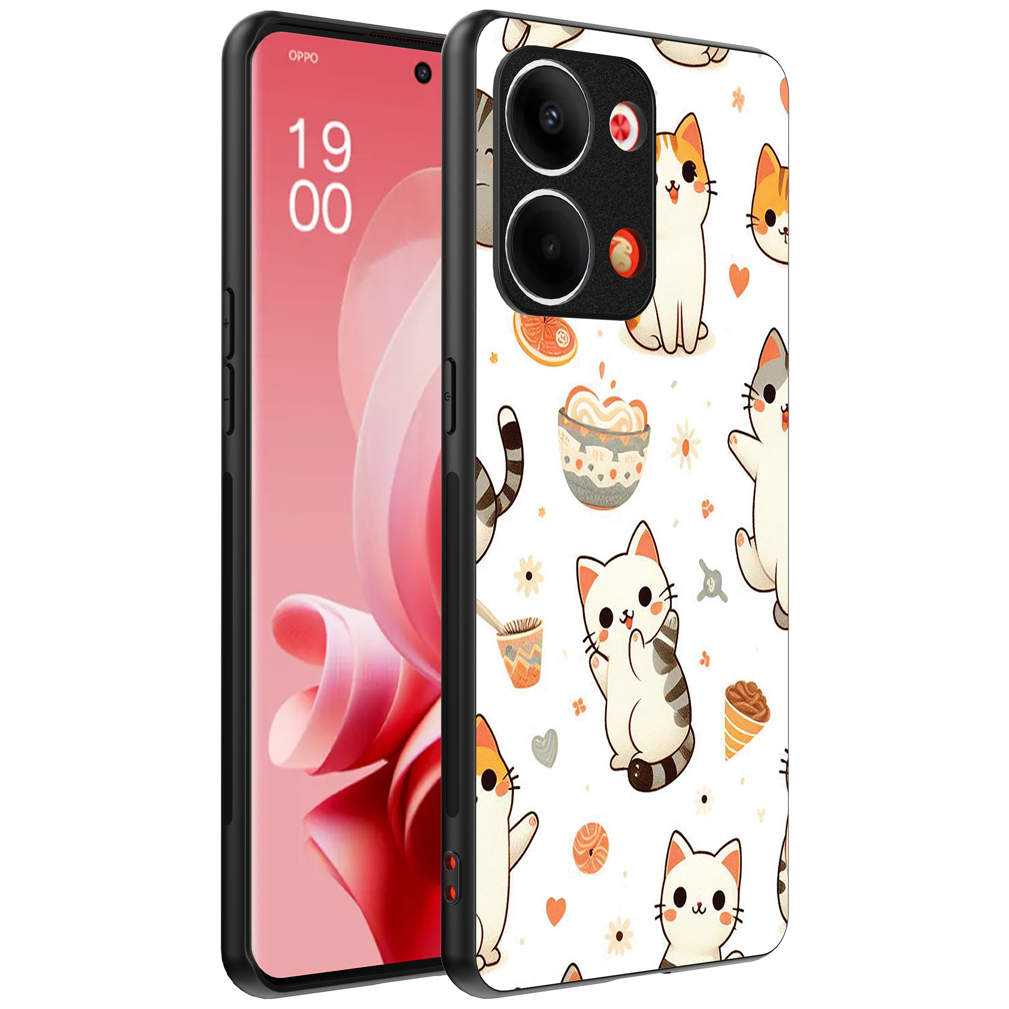 Oppo Reno 9 telefoonhoesje met katten opdruk (1)